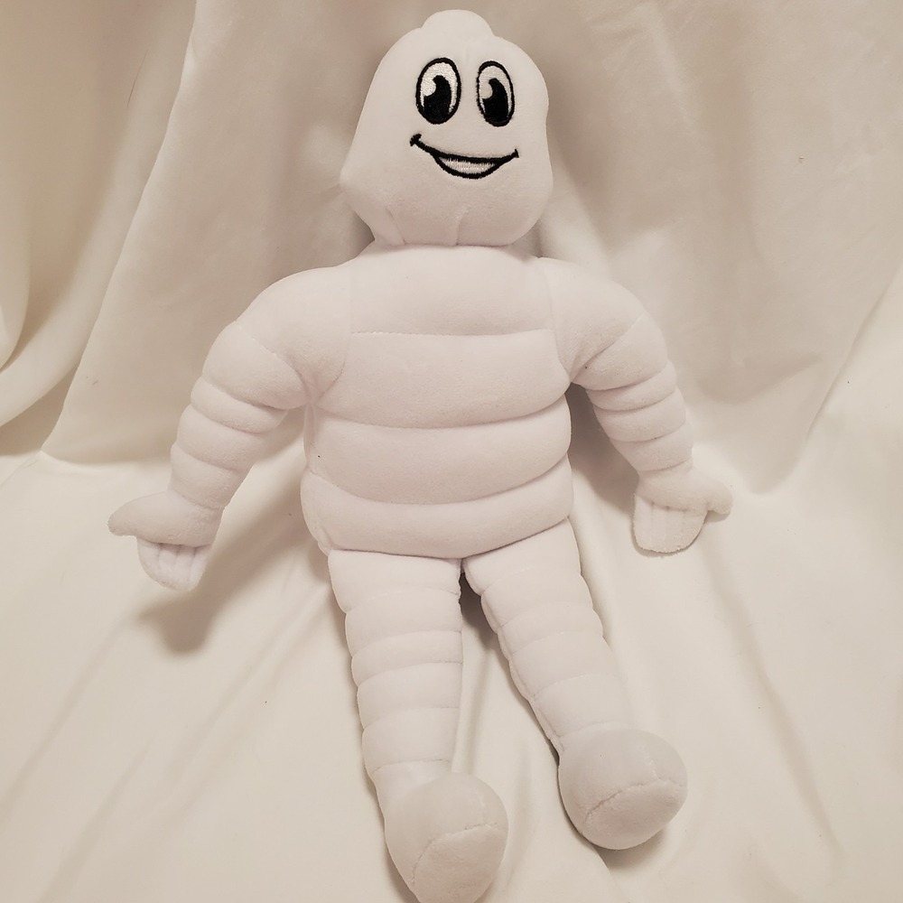 Michelin Man Bibendum Plush Doll Toy White Mascot Stuffed Logo Tag Promo